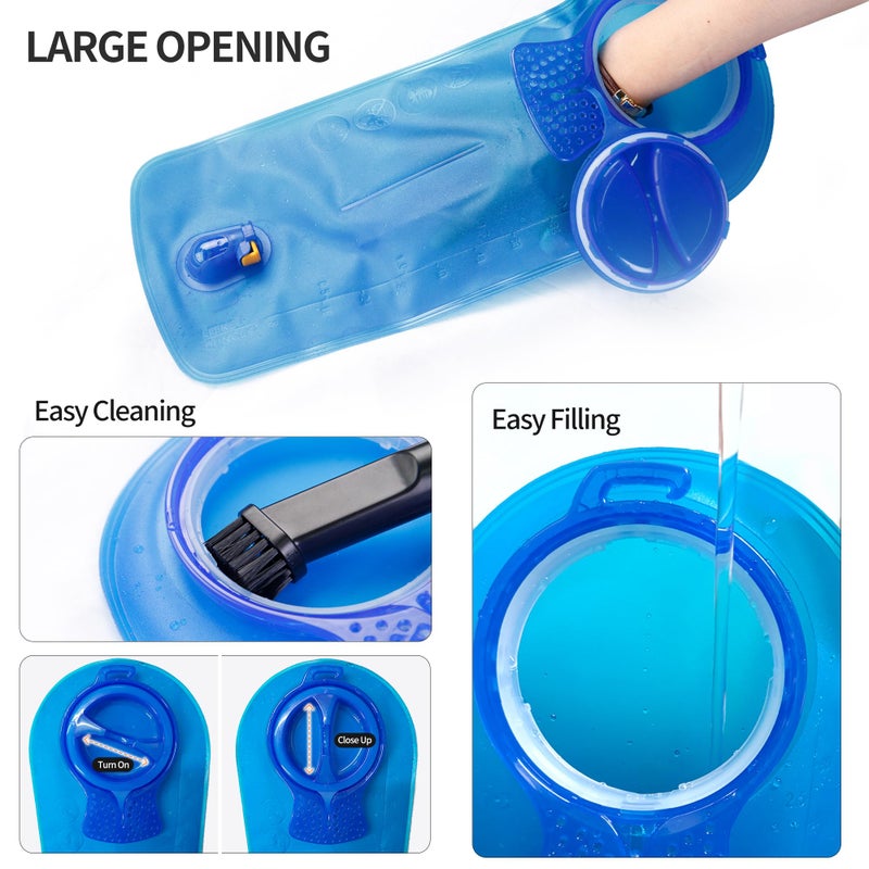 Unigear Hydration Bladder, 1.5L/2L/2.5L/3L Water Bladde Non-BPA and odorless for Backpacking, Biking, Hiking and Camping (Blue with Cleaning kit, 2.5L) - Image 2